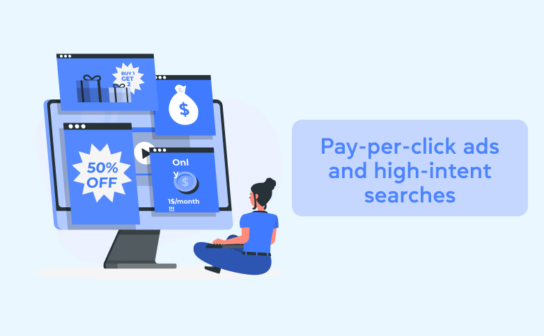 Pay-per-click ads and high-intent searches